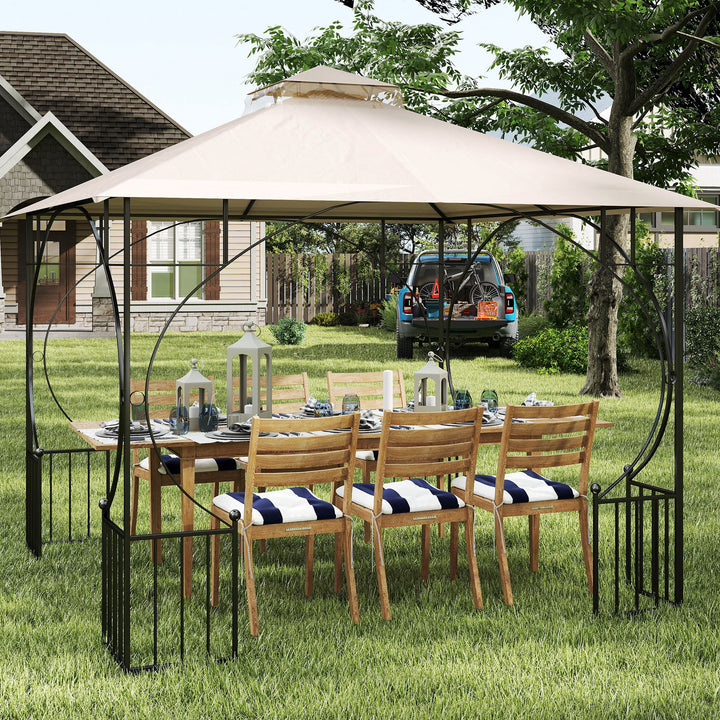3x3(m) Replacement Gazebo Canopy, Double Tier Roof Top for Garden, Patio, Outdoor, Beige (TOP ONLY)