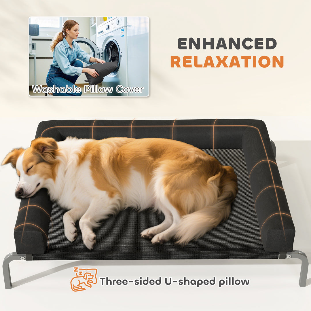 Elevated Dog Bed with Removable Bolsters, Raised Dog Bed for Medium Br