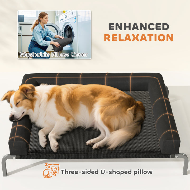 Elevated Dog Bed with Removable Bolsters, Raised Dog Bed for Medium Br