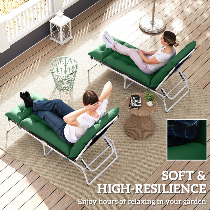 Set of Two 190 x 56cm Sun Lounger Cushions - Green