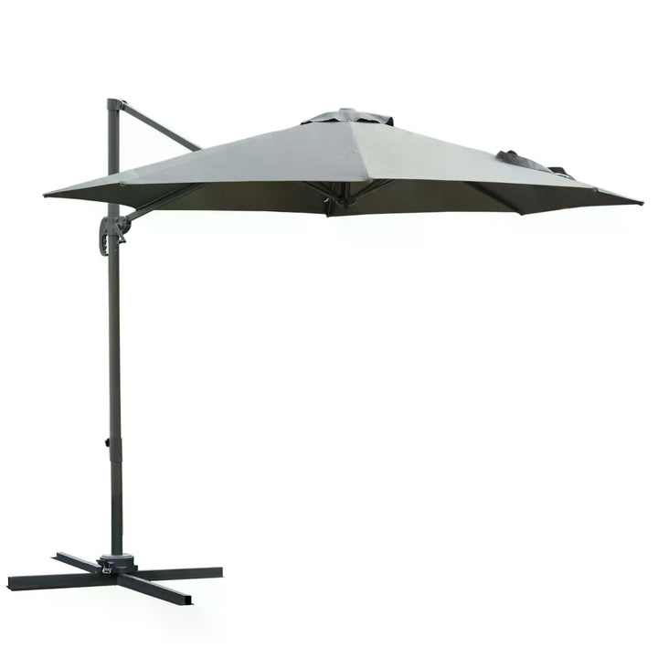 Outsunny Waterproof 3(m) Patio Offset Parasol Roma Umbrella Cantilever Hanging Sun Shade Canopy Shelter 360° Rotation w/ Cross Base | Aosom UK