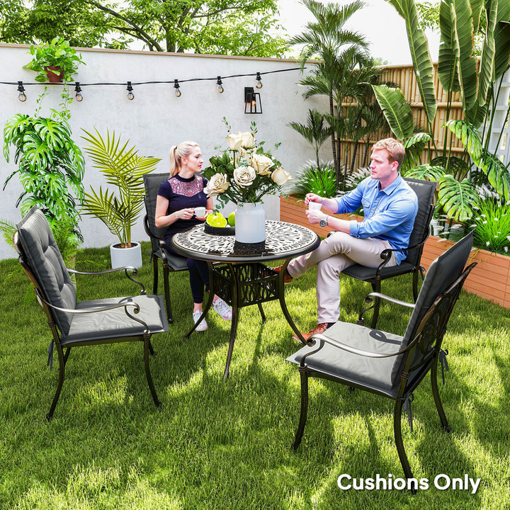 Set of Four Padded Garden Seat Cushions - Light Grey