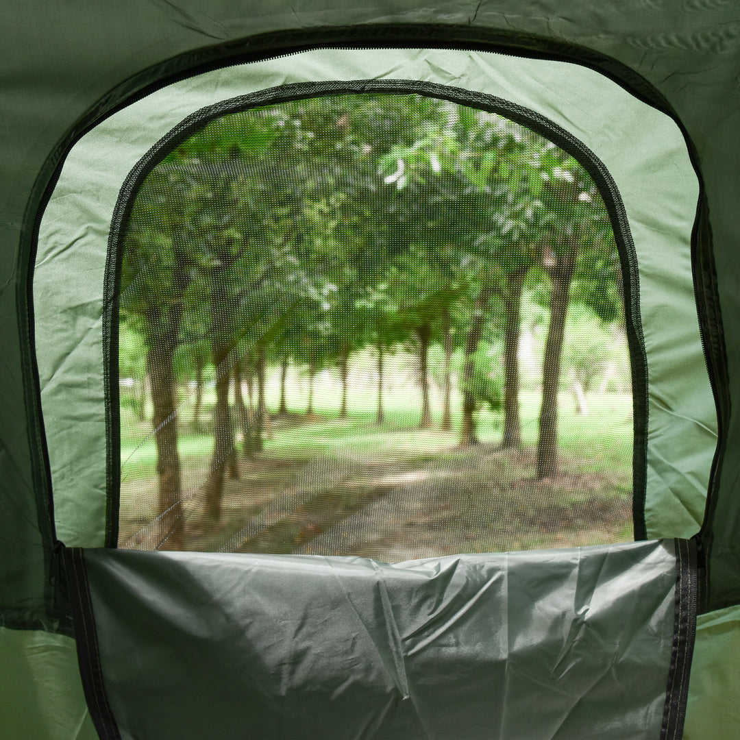 1 person Foldable Camping Tent w/Sleeping Bag Air Mattress Outdoor Hiking Picnic Bed cot w/Foot Pump
