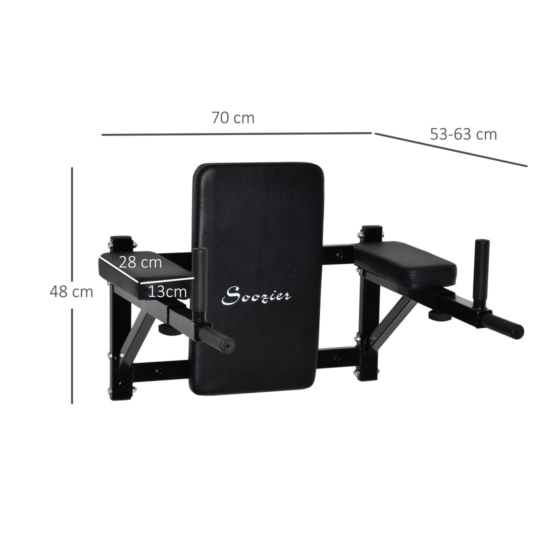 HOMCOM Wall Mounted Dip Station Rack-Black