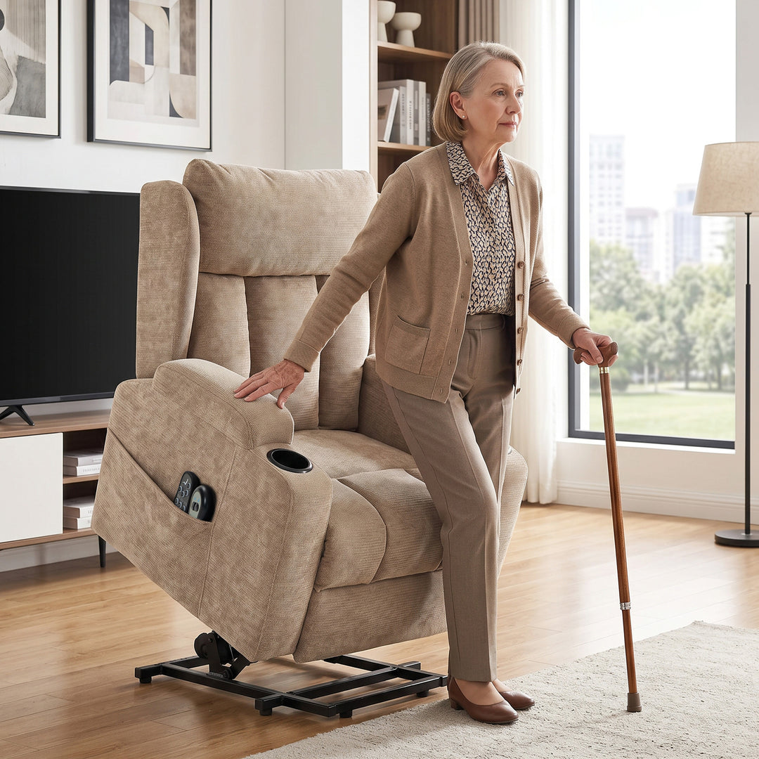 Power Lift Recliner Chair with Vibration Massage and Heat, Chenille Ri