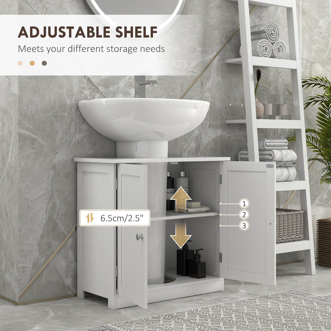 MCL Under Sink Bathroom Storage Cabinet 2 Layers Vanity Unit Wooden - White