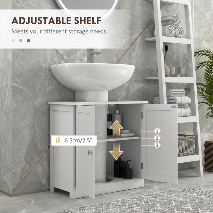 MCL Under Sink Bathroom Storage Cabinet 2 Layers Vanity Unit Wooden - White