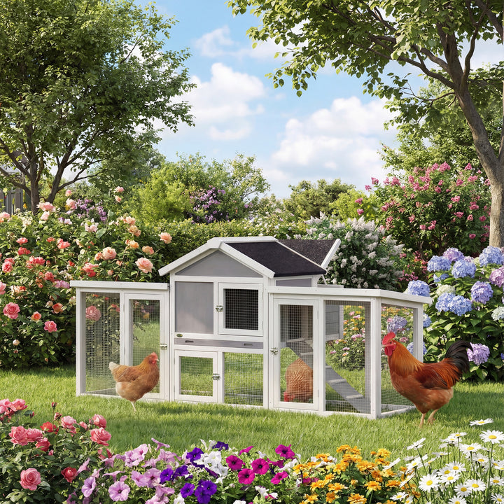 Large Chicken Coop, Wooden Outdoor Chicken Cage Poultry Hen House with