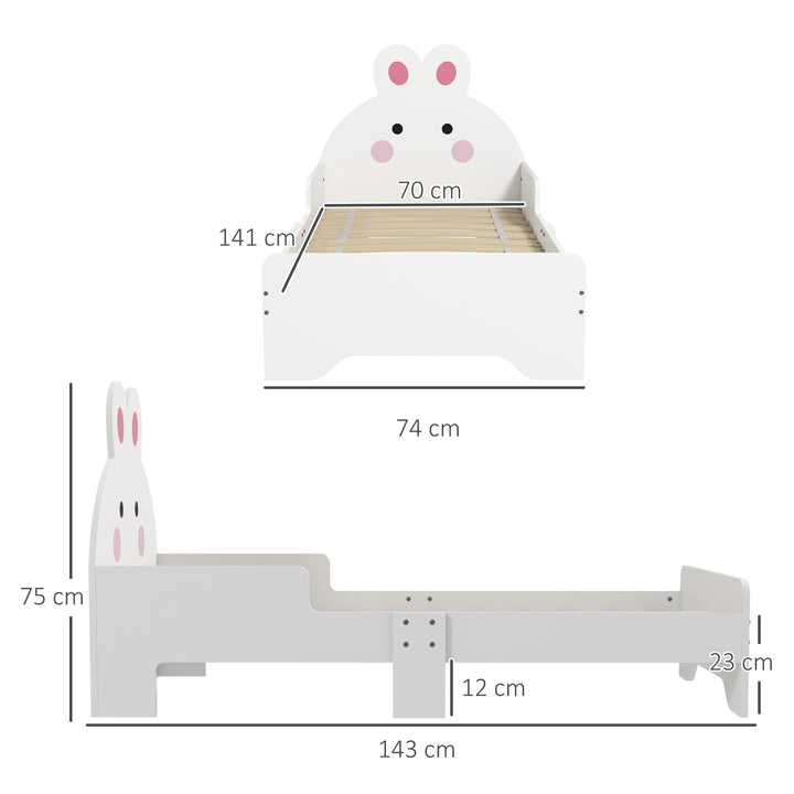 ZONEKIZ Toddler Rabbit Bed Frame, Safe & Sturdy Design, Perfect for Kids' Bedroom, Charming White | Aosom UK