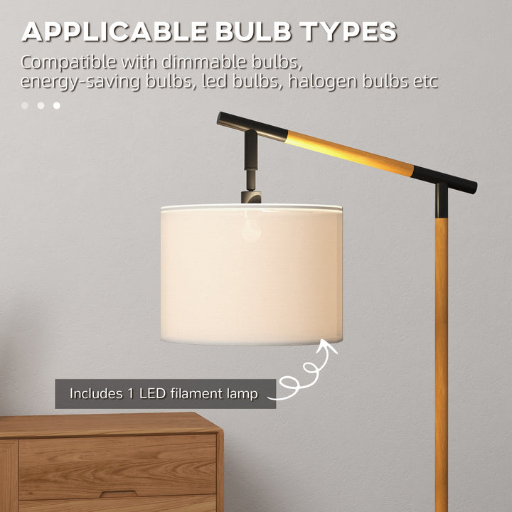 Metal Frame Floor Lamp with 350 Degree Rotating Lampshade, for Living Room and Bedroom, LED Bulb Included, Brown
