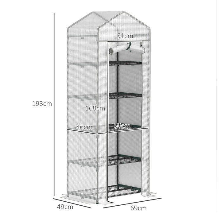 193cm Five Shelf Mini Greenhouse - White