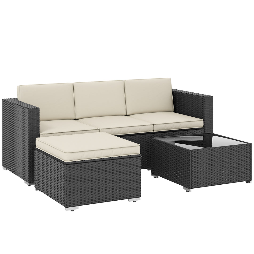 3 Pieces Garden Furniture Set w/ Cushions, PE Rattan Wicker Conversati