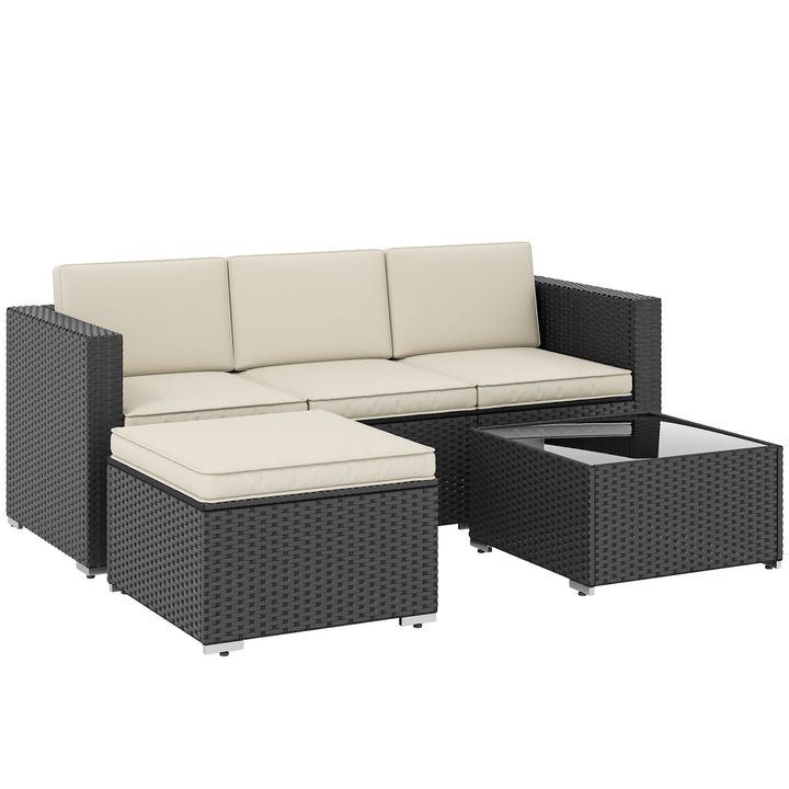 3 Pieces Garden Furniture Set w/ Cushions, PE Rattan Wicker Conversati
