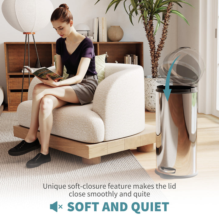 MCL Foot Pedal Bin Stainless Steel Metal Waste Rubbish Lid Kitchen Garbage 30L Silver