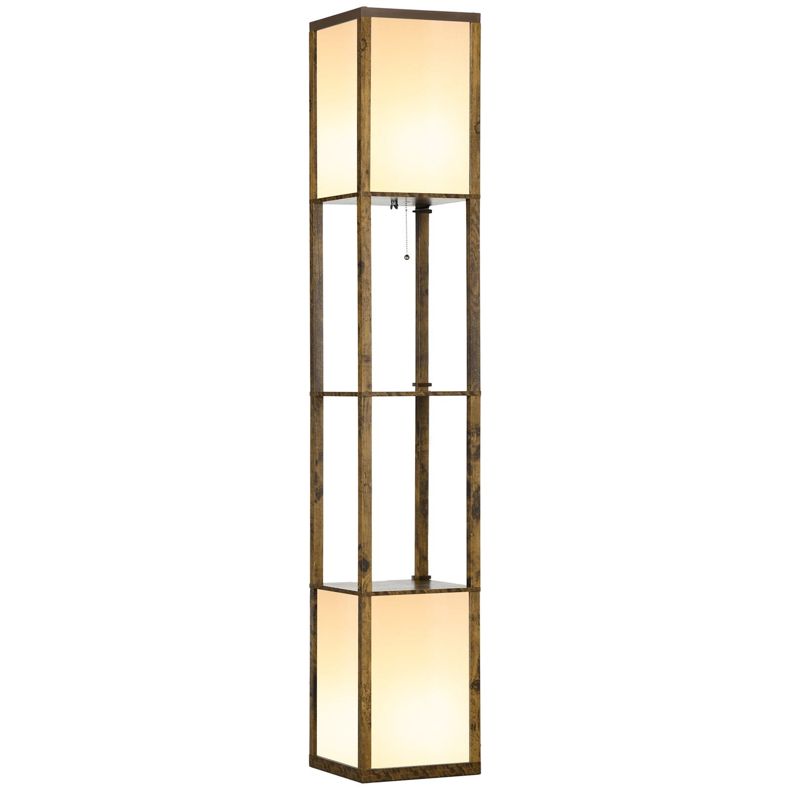 Modern Shelf Floor Lamp with Dual Ambient Light, Standing Lamp Living Room, Bedroom, 156cm, Brown