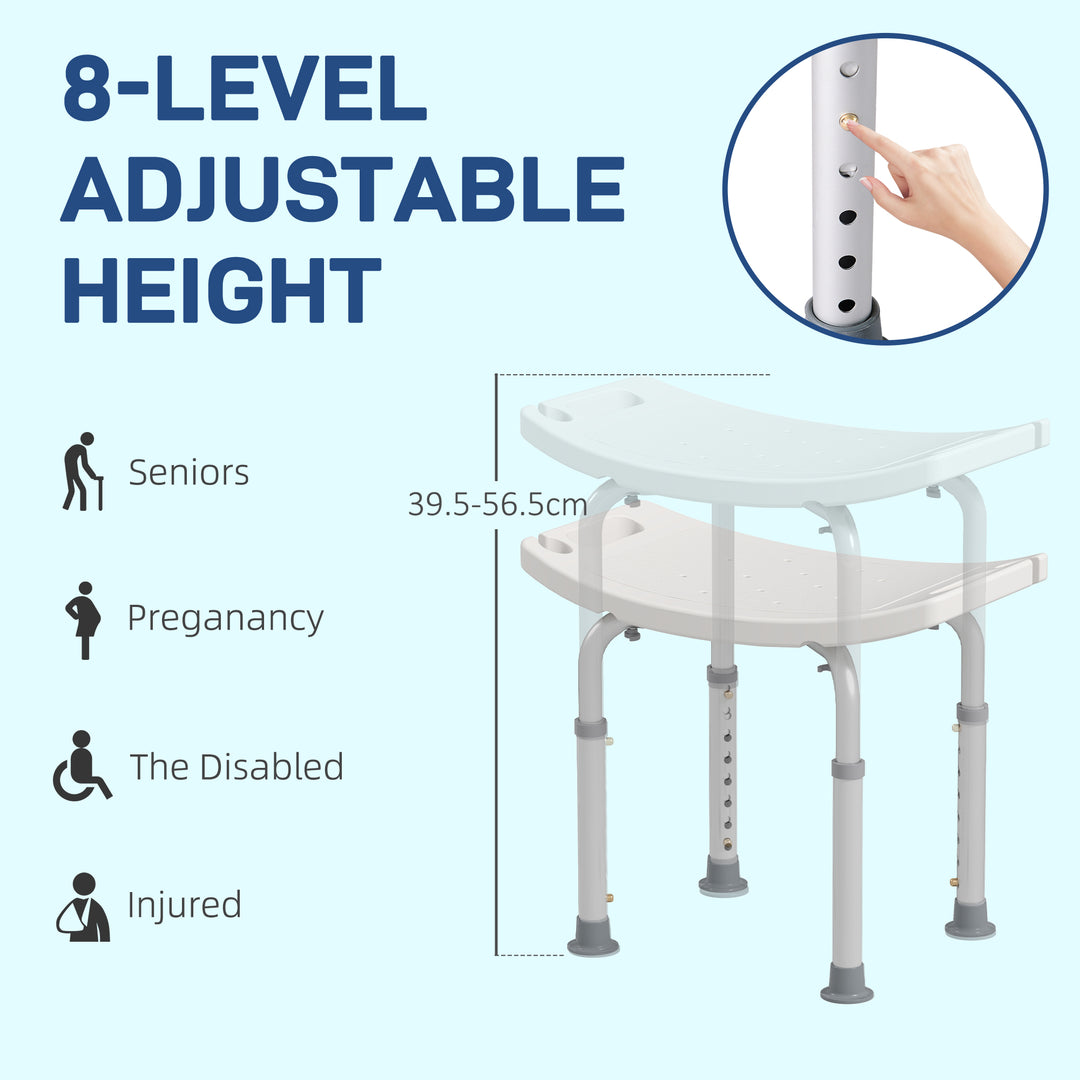Height Adjustable Bath Stool, Aluminium Shower Stool with Non-Slip Pads for Elderly, Disabled, Seniors, Pregnant, White