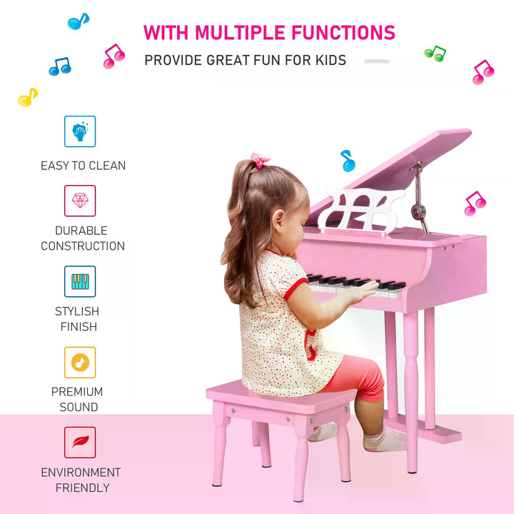 30 Keys Mini Kids Piano for Child with Music Stand and Bench Best Gifts Toy