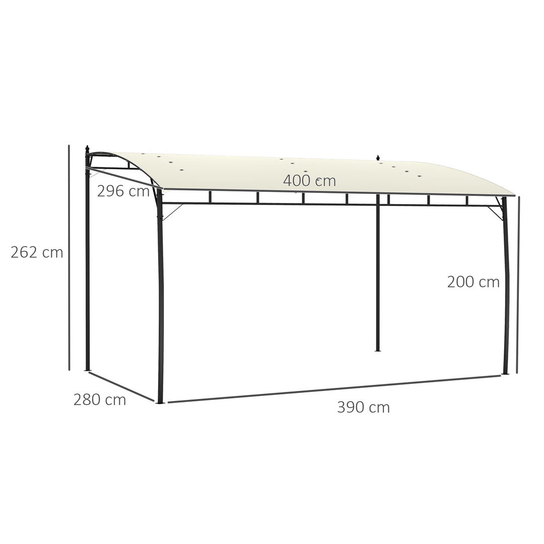3 x 4m Metal Frame Pergola - Cream