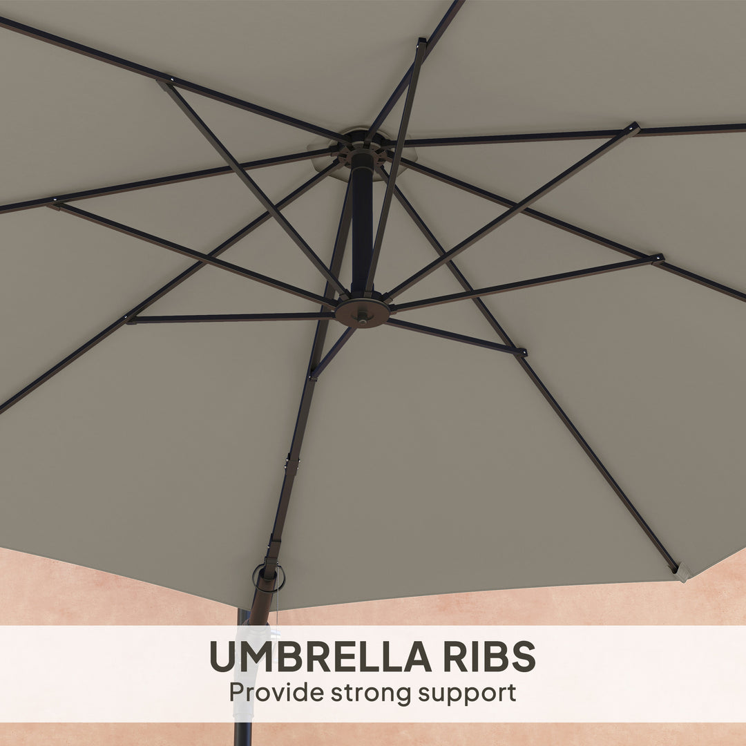 3(m) Wall-Mounted Parasol Shade, with Handle - Light Grey