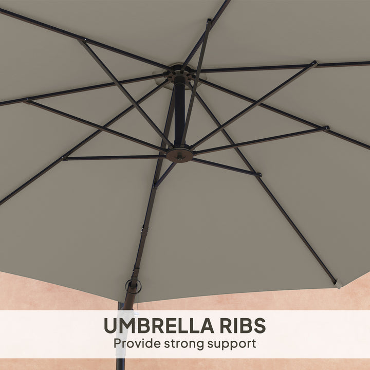3(m) Wall-Mounted Parasol Shade, with Handle - Light Grey