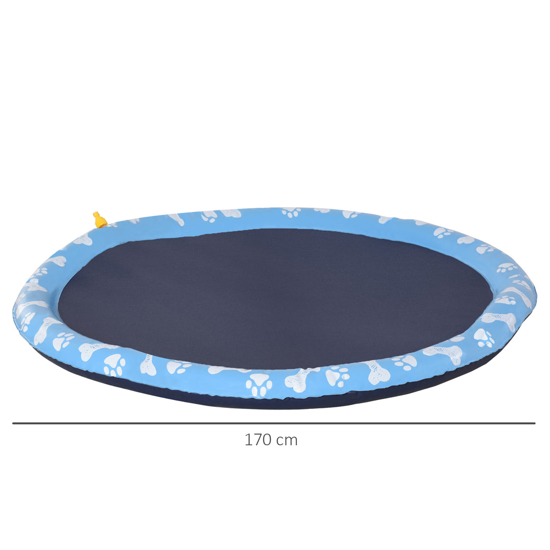 Dog Splash Pad, Pet Sprinkler Mat, Non-Slip Dog Paddling Pool, Foldable Outdoor Sprinkler and Splash Mat Water Play for Garden, Patio, Summer Fun, 170 cm