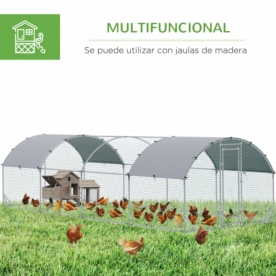 Walk In Chicken Run Galvanised Chicken Coop Hen Poultry House Cage Pet Playpen Garden with Water-Resist Covers