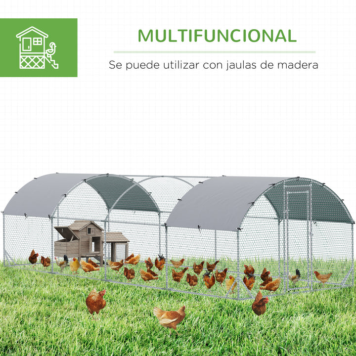 Walk In Chicken Run Galvanised Chicken Coop Hen Poultry House Cage Pet Playpen Garden with Water-Resist Covers
