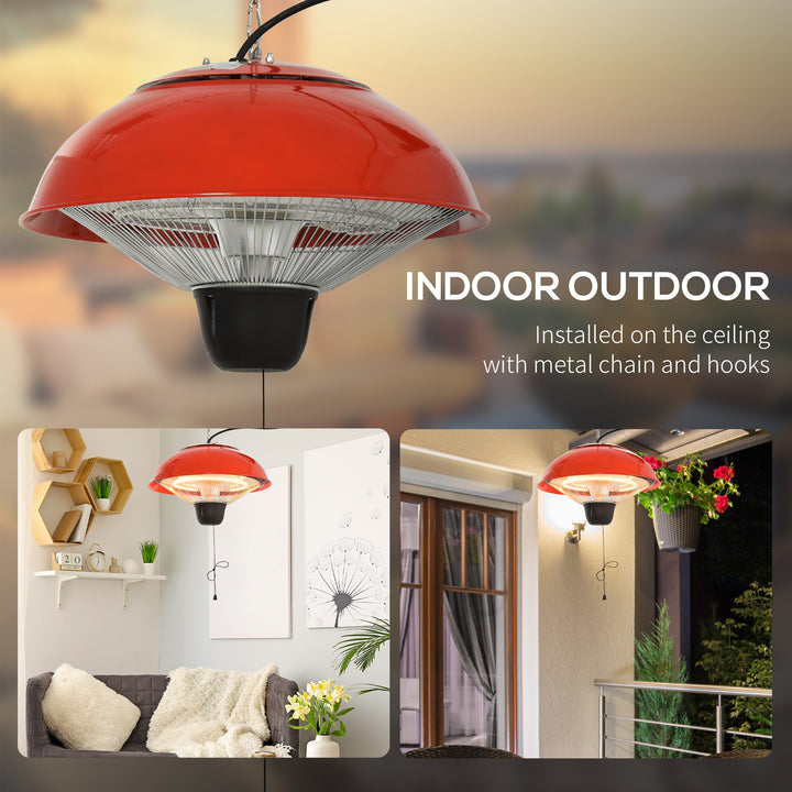 Outsunny 1500W Garden Electric Halogen Patio Heater Hanging Lamp Aluminum Outdoor Ceiling Mounted Heat Warmer