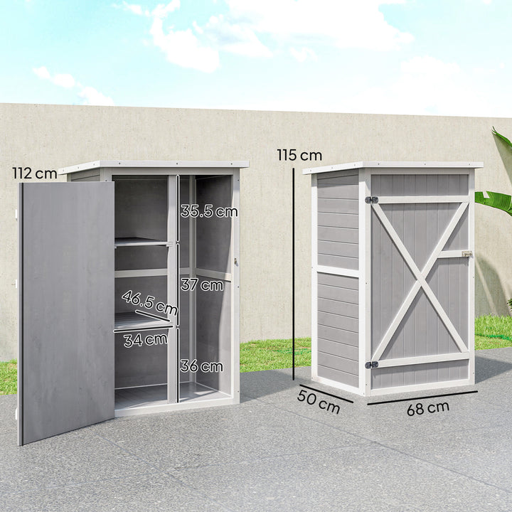 MCL Wooden Small Shed, Garden Storage Shed with Shelves and Bolt Latch, 75L x 56W x115H cm, Grey