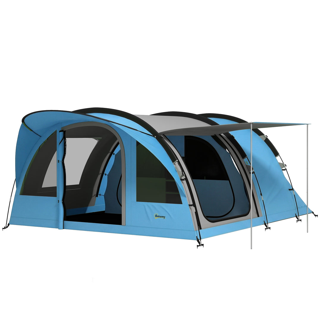 4 Person Easy Setup Family Camping Tent with 2 Rooms, Waterproof Tunne