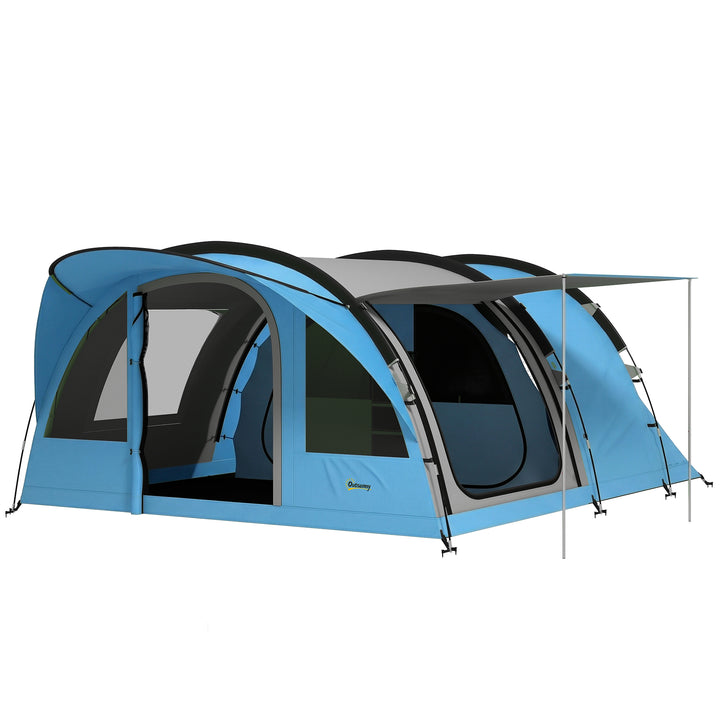 4 Person Easy Setup Family Camping Tent with 2 Rooms, Waterproof Tunne
