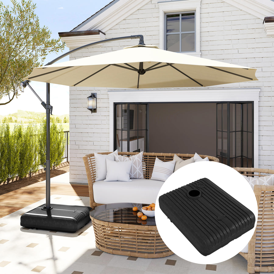Heavy Duty Parasol Base Plastic Umbrella Stand for Cantilever Banana Parasol with Wheels, Water and Sand Filled
