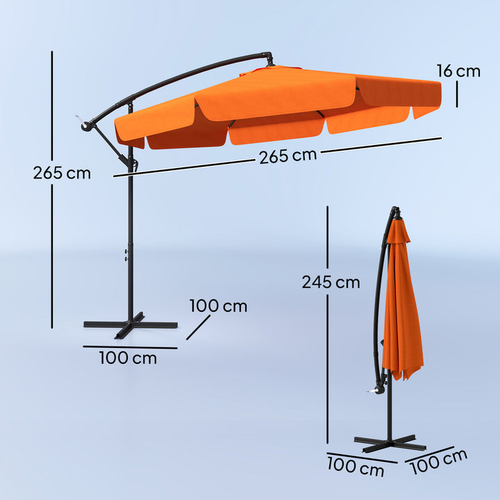 2.7m Garden Cantilever Banana Parasol - Orange