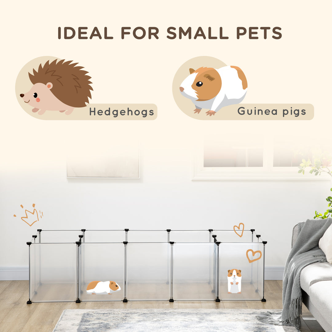 18-Panel Small Animal Cage, Pet Playpen, for Guinea Pigs, Hedgehogs - White