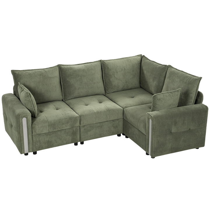 228cm L Shaped Sofa with Lift-Up Storage, 3-Seater Sectional Sofa - Dark Green