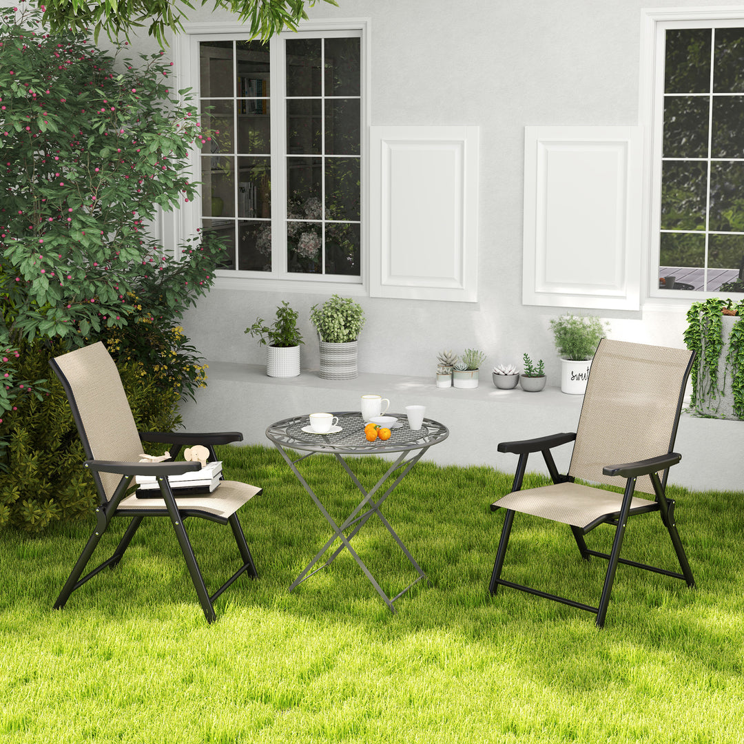 Set of Two Folding Outdoor Chairs - Brown/Black
