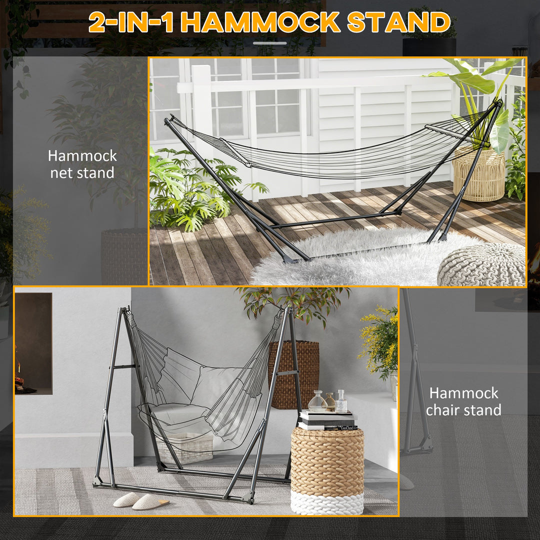 Foldable Hammock Stand, Portable Hammock with Metal Frame, 2 in 1 Hamm