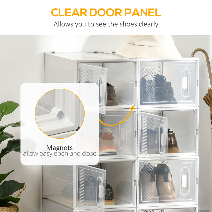 MCL 8PCS Clear Shoe Box, Plastic Stackable Shoe Storage Box for UK/EU Size up to 12/46 with Magnetic Door for Women/Men, 28 x 36 x 21 cm