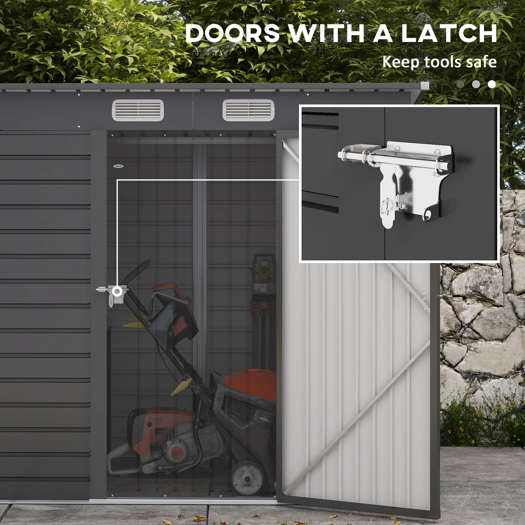 4 x 6ft Galvanised Metal Garden Shed, with Locking Door - Grey