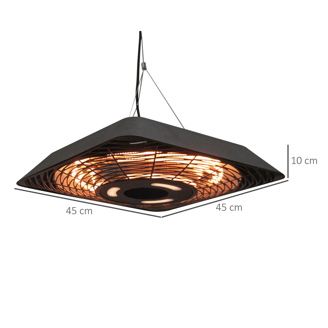 MCL 2000W Electric Hanging Patio Heater Ceiling Mounted Halogen Heating Indoor Outdoor with Remote Control Aluminium