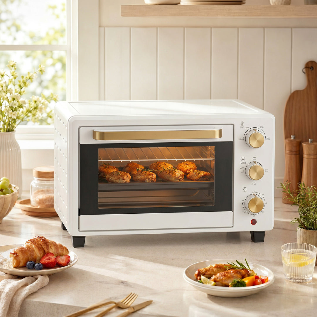 21L Mini Countertop Oven, 100°C-230°C Adjustable Temperature, White