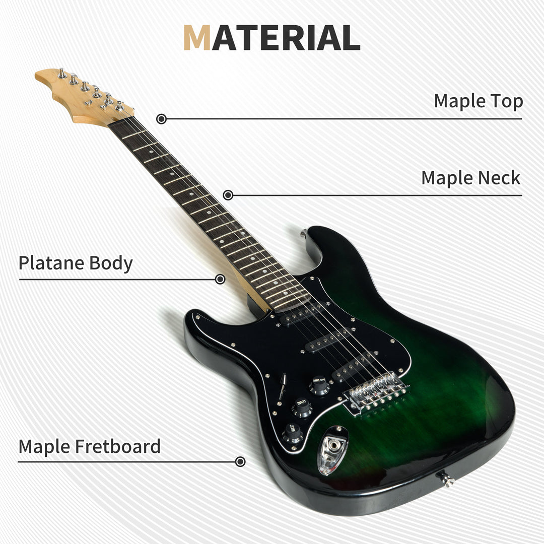 Six-String Electric Guitar, with 15W Amplifier, Digital Turner, Picks, Shoulder Strap, Case Bag