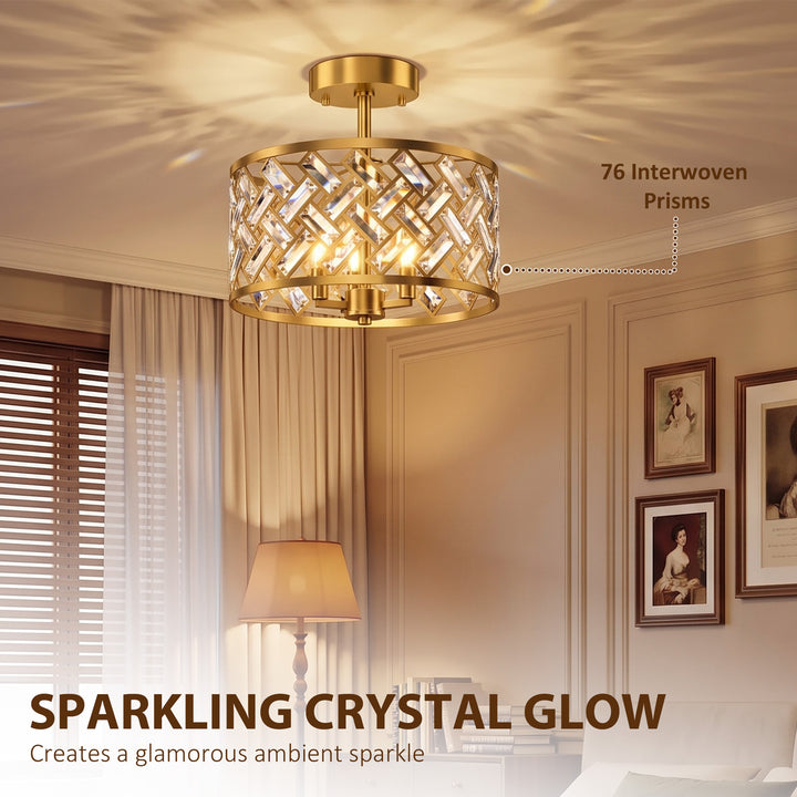 3-Light Crystal Glass Ceiling Light, Modern Ceiling Lamp with 3 E14 - view 4