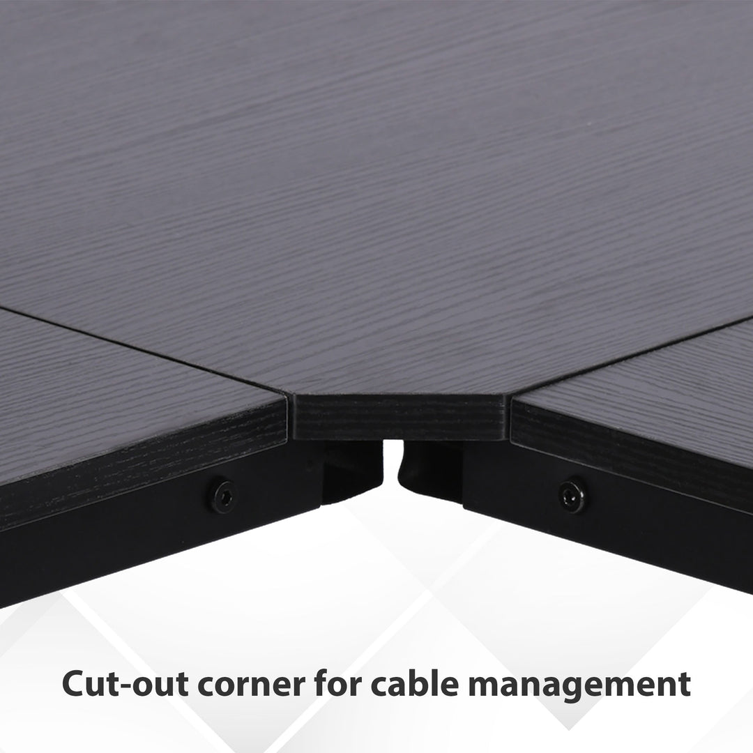 L-Shaped Corner Desk, Computer Desk for Home Office, Space-Saving Study Workstation, Easy to Assemble, 150 x 150 x 76cm, Black