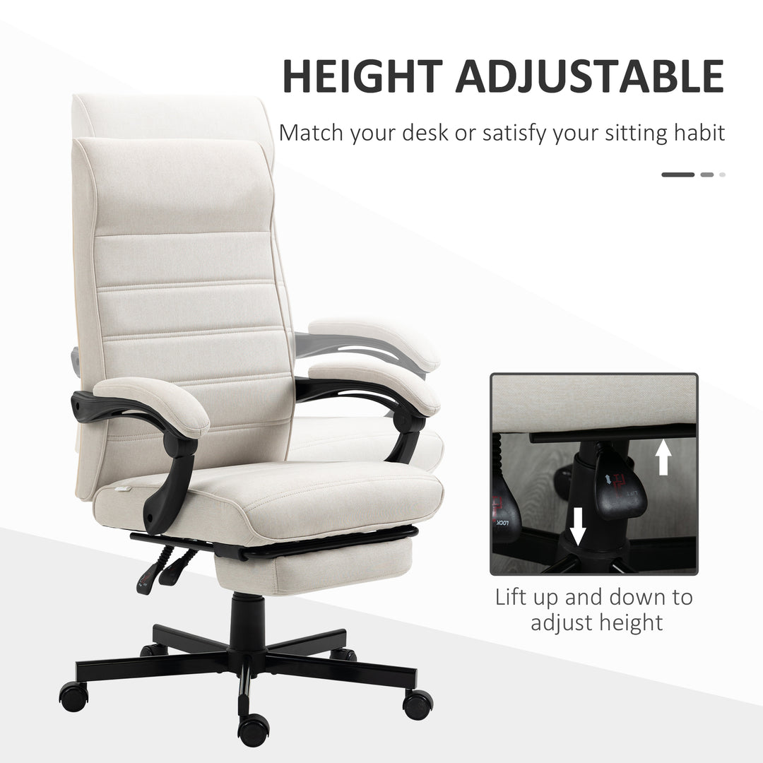 Office Chair, Computer Desk Chair, Fabric Swivel Chair with Adjustable Height and Rolling Wheels for Home Office Work Study, Cream White
