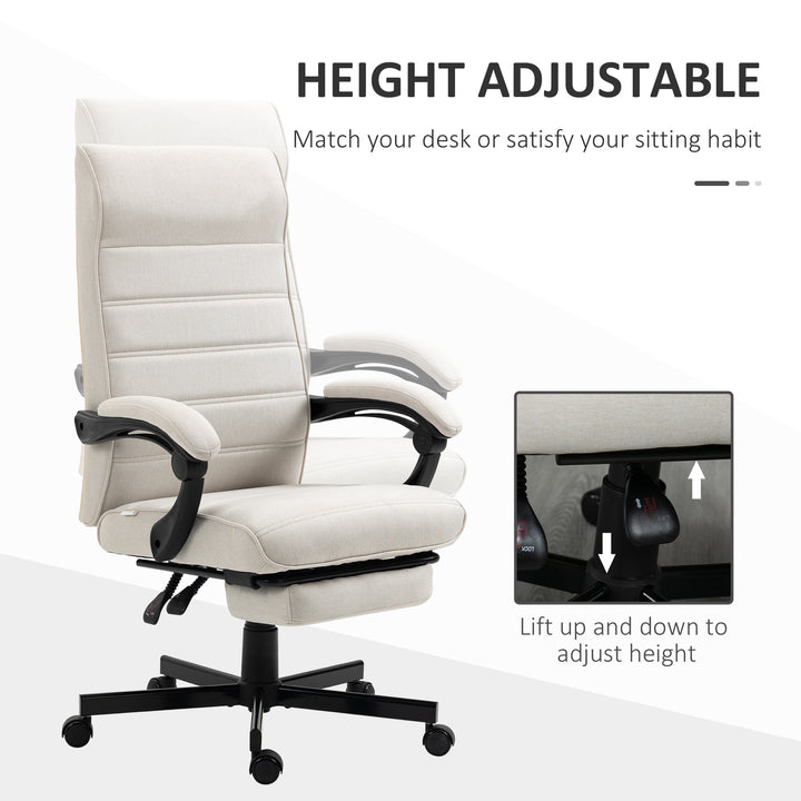 Office Chair, Computer Desk Chair, Fabric Swivel Chair with Adjustable Height and Rolling Wheels for Home Office Work Study, Cream White