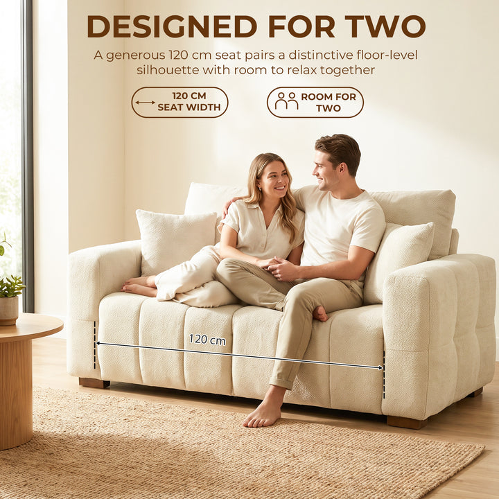2 Seater Sofa, Upholstered Velvet Small Couch for Bedroom with Pillows - view 4