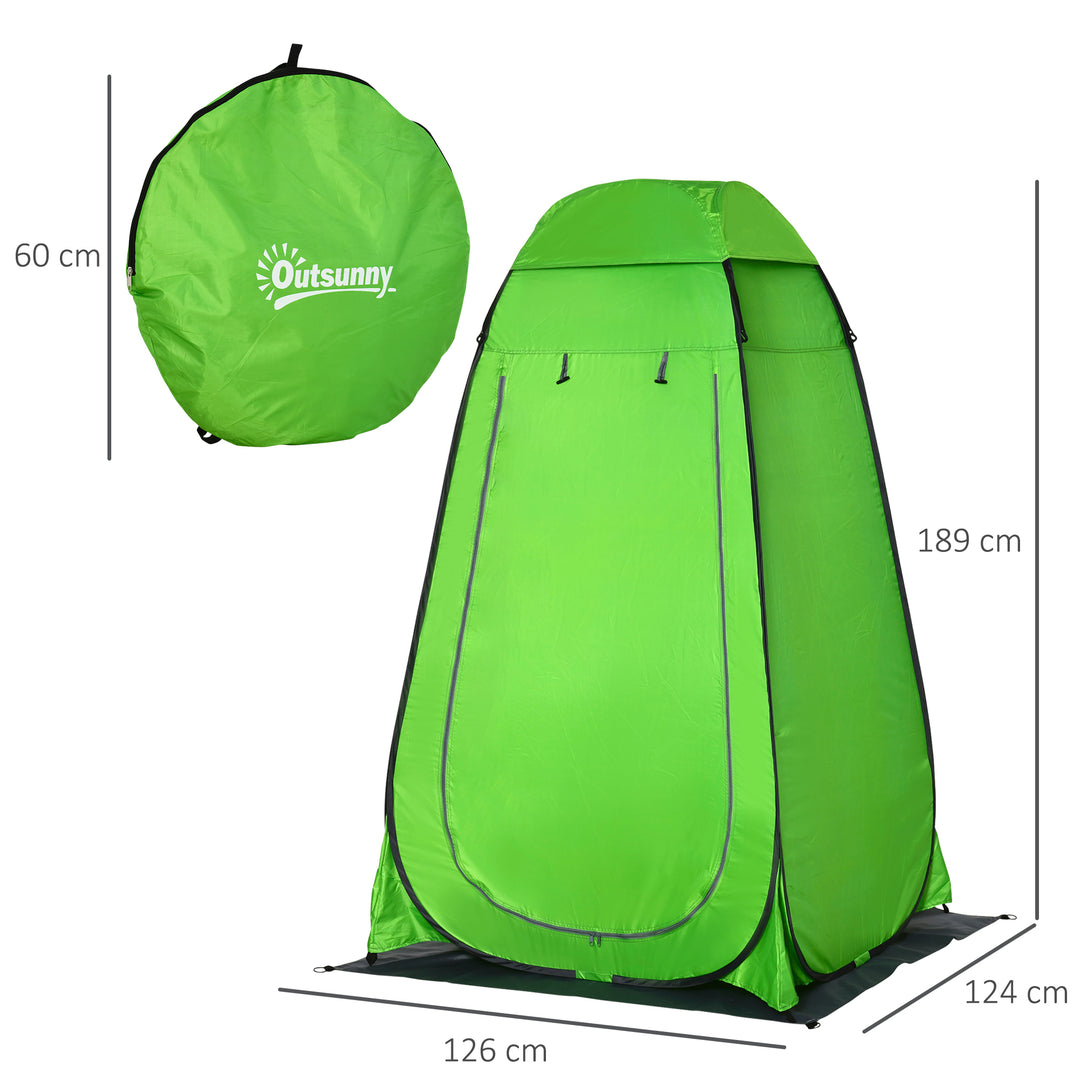 Outsunny Camping Shower Tent Pop Up Toilet Privacy for Outdoor Changing Dressing Bathing Storage Room Tents, Portable Carrying Bag for Hiking, Green