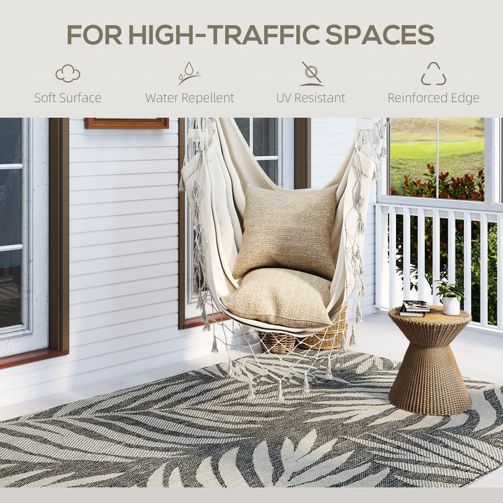 UV Resistant Indoor & Outdoor Area Rug, Easy-Cleaning Machine Washable Rug for Patio, Garden, Kitchen, Bathroom or Living Room, 230 x 160 cm, Grey