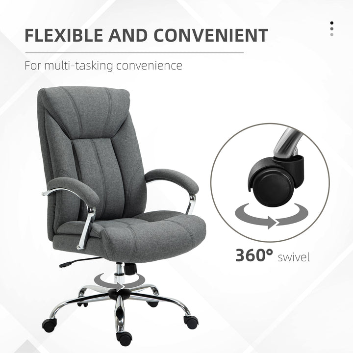 Office Chair, Fabric Desk Chair, Padded Executive Chair with Adjustable Height, Swivel Wheels, Metal Star Base, Grey